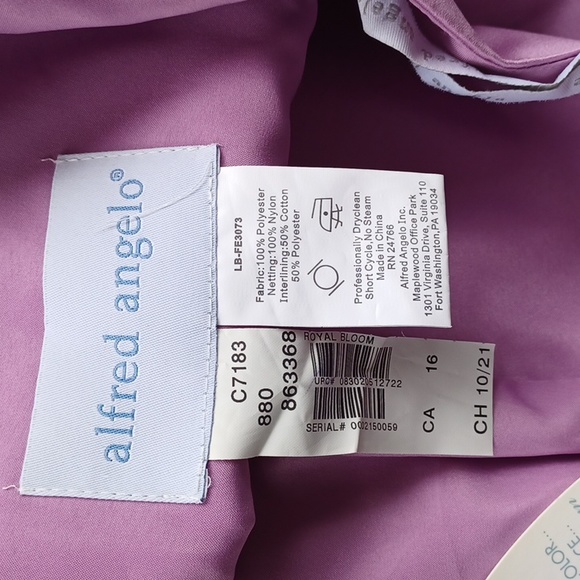 Alfred Angelo Style 7183 "Royal Bloom" Purple Satin Gown NEW- Sz. 16 - Picture 7 of 13
